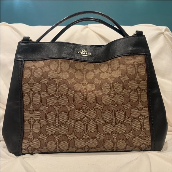 Coach Handbags - COACH Small Lexy Shoulder Bag in Signature Jacquard Brown Handbag EUC